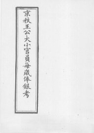 京秩王公大小官员每岁俸银考 - 封面图